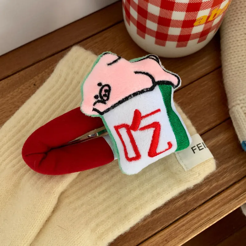 Cartoon doll sponge bang hair clip with retro mahjong and Chinese character design