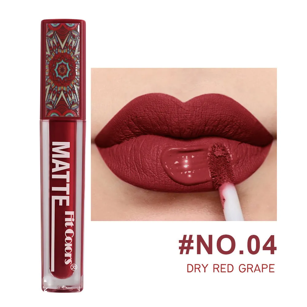 Bohemian style lip lacquer matte no stain on cup velvet lipstick in kaleidoscope gloss tube