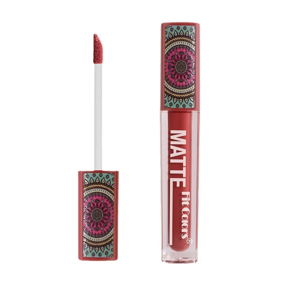 Bohemian style lip lacquer matte no stain on cup velvet lipstick in kaleidoscope gloss tube