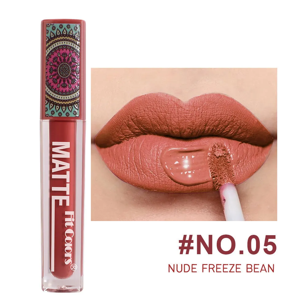 Bohemian style lip lacquer matte no stain on cup velvet lipstick in kaleidoscope gloss tube