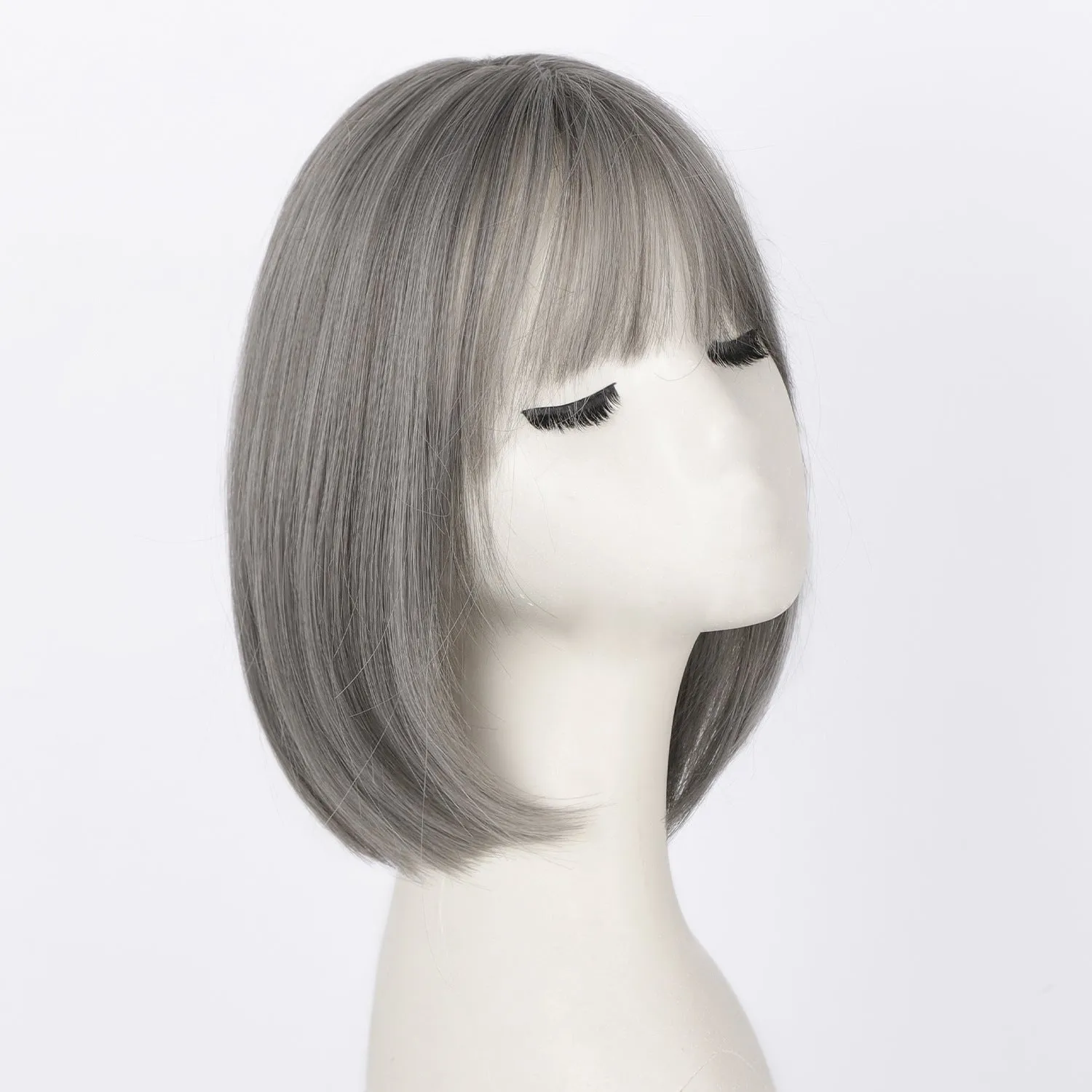 Women's hand-woven high temperature fibre wig natural lightweight breathable cover grey hair invisible cap