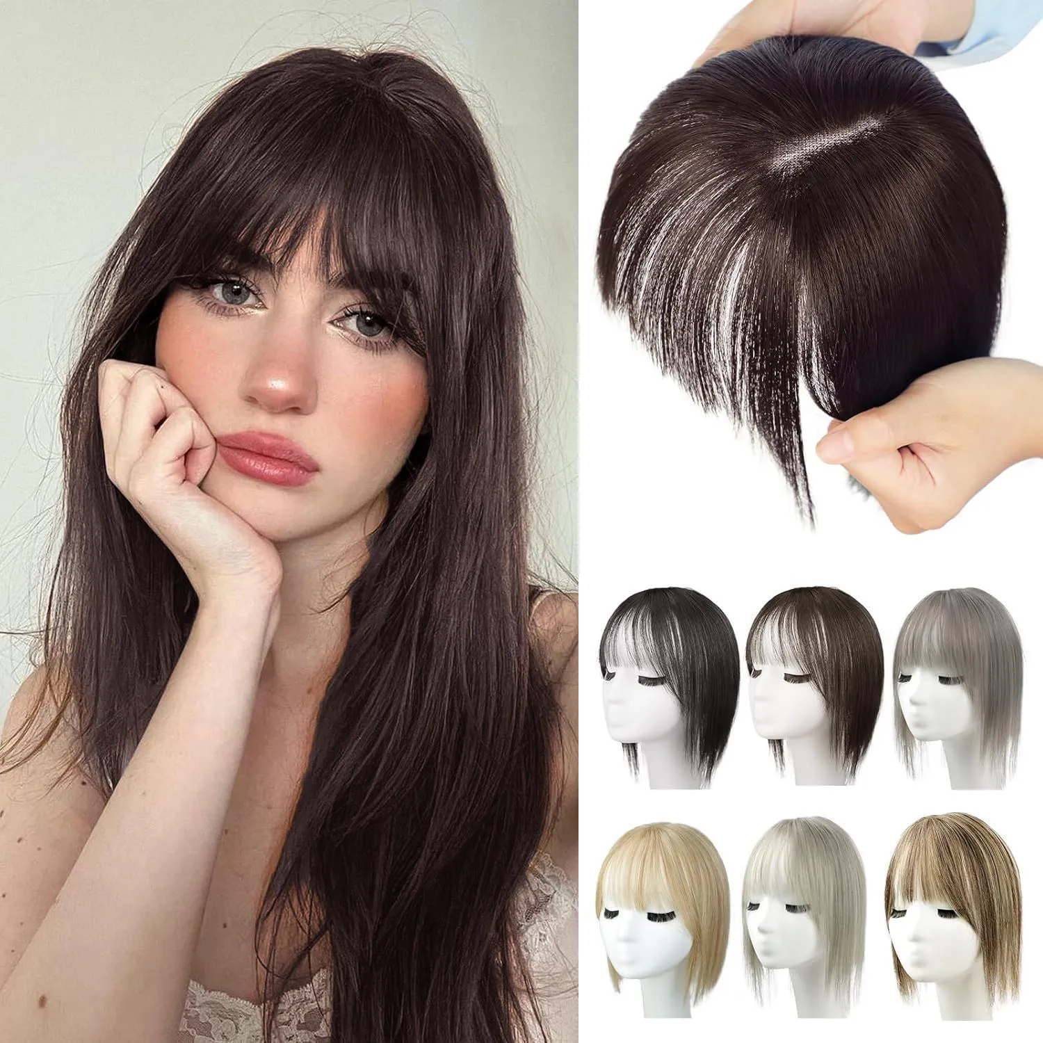Women's hand-woven high temperature fibre wig natural lightweight breathable cover grey hair invisible cap