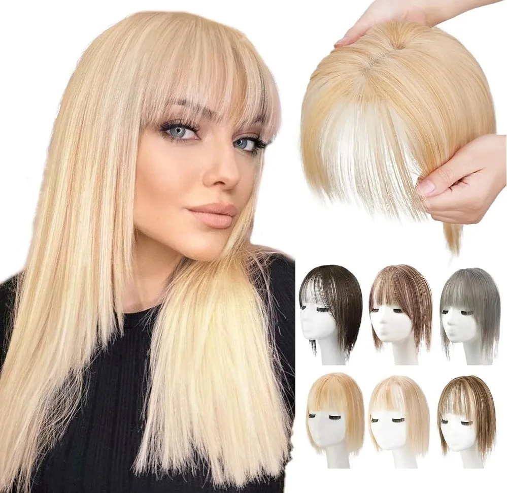 Women's hand-woven high temperature fibre wig natural lightweight breathable cover grey hair invisible cap