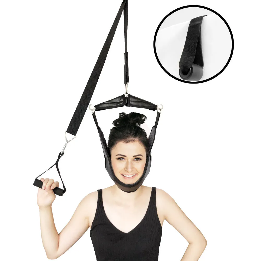 Household neck hanging neck stretching holder in cloth material black and white for home health massage