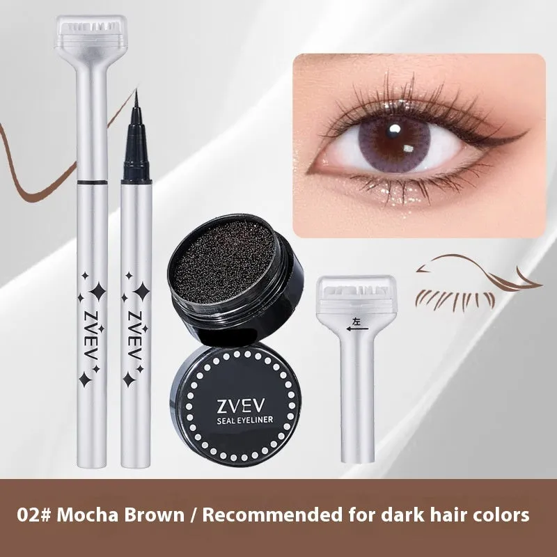 Double-headed lower eyelash seal liquid eyeliner pen set in Retro Black and Caramel Mocha