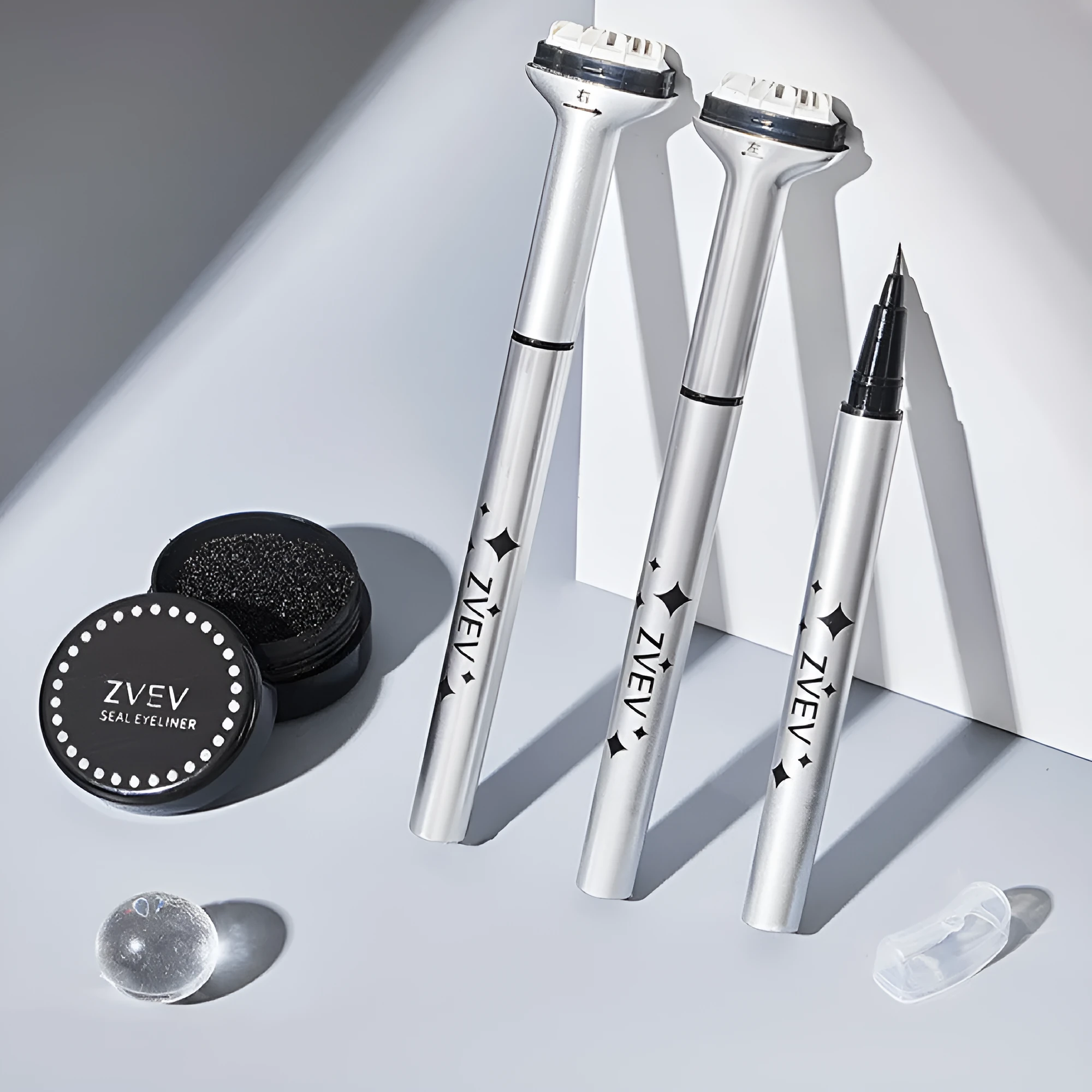 Double-headed lower eyelash seal liquid eyeliner pen set in Retro Black and Caramel Mocha