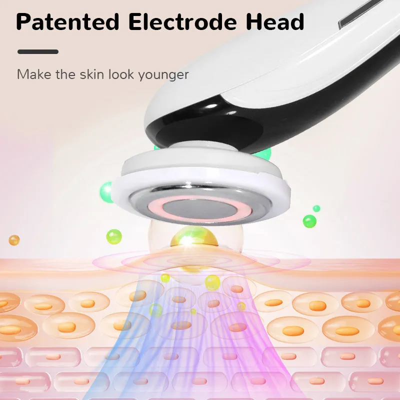 Red and blue light therapy face lifting instrument with EMS vibration, white colour, on a clean surface