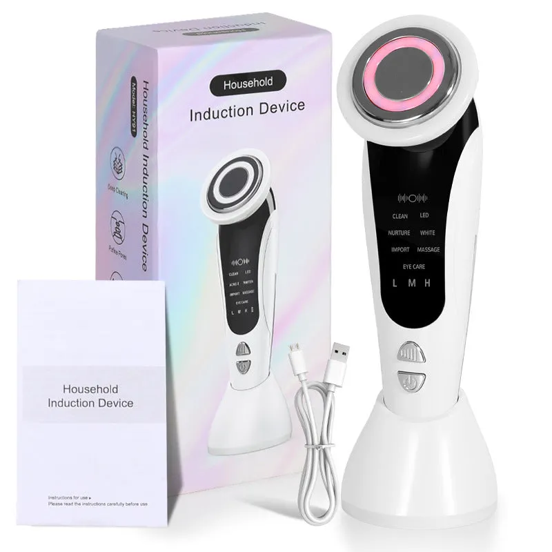 Red and blue light therapy face lifting instrument with EMS vibration, white colour, on a clean surface