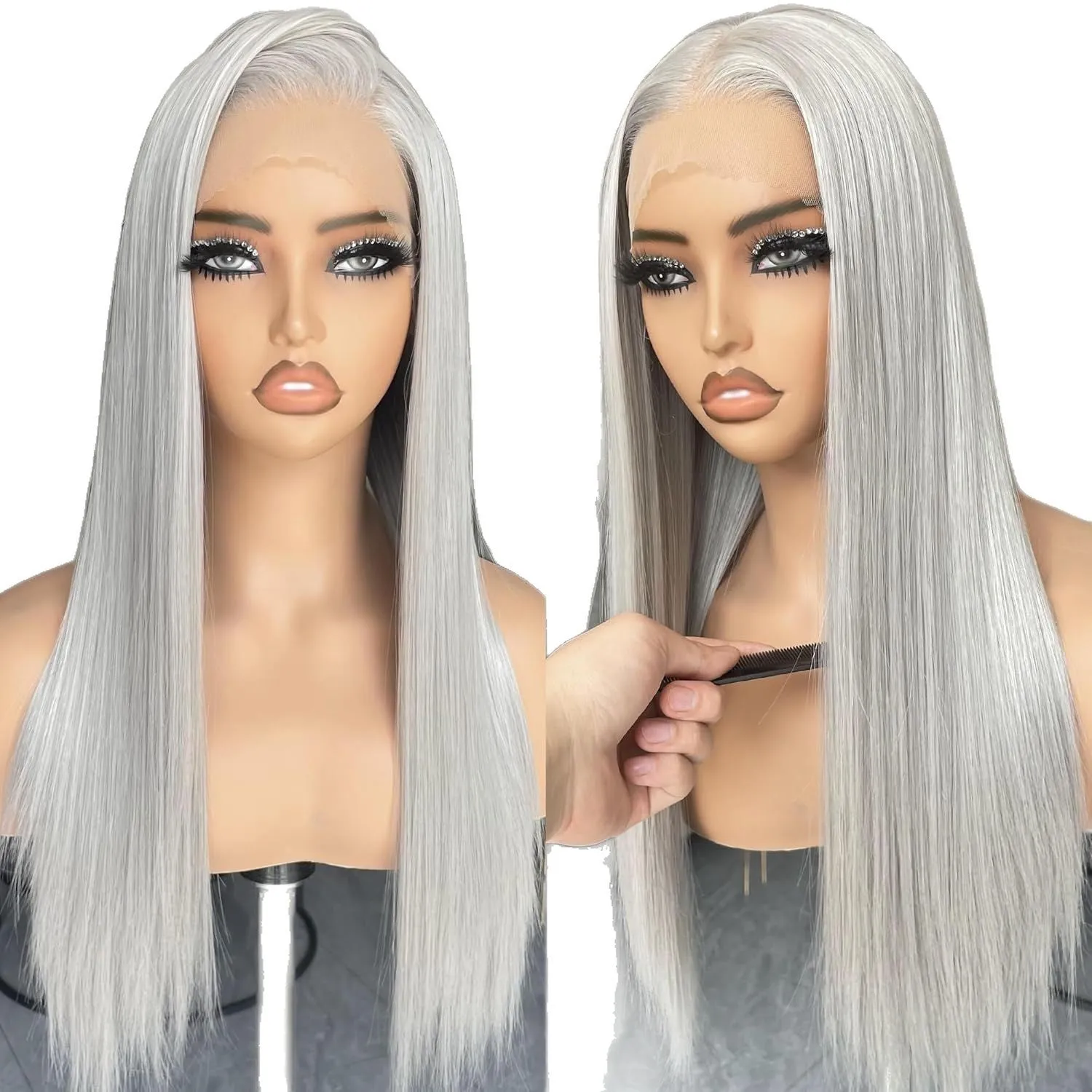 European and American style women's front lace high temperature fibre wig in natural look, multiple colour and length options
