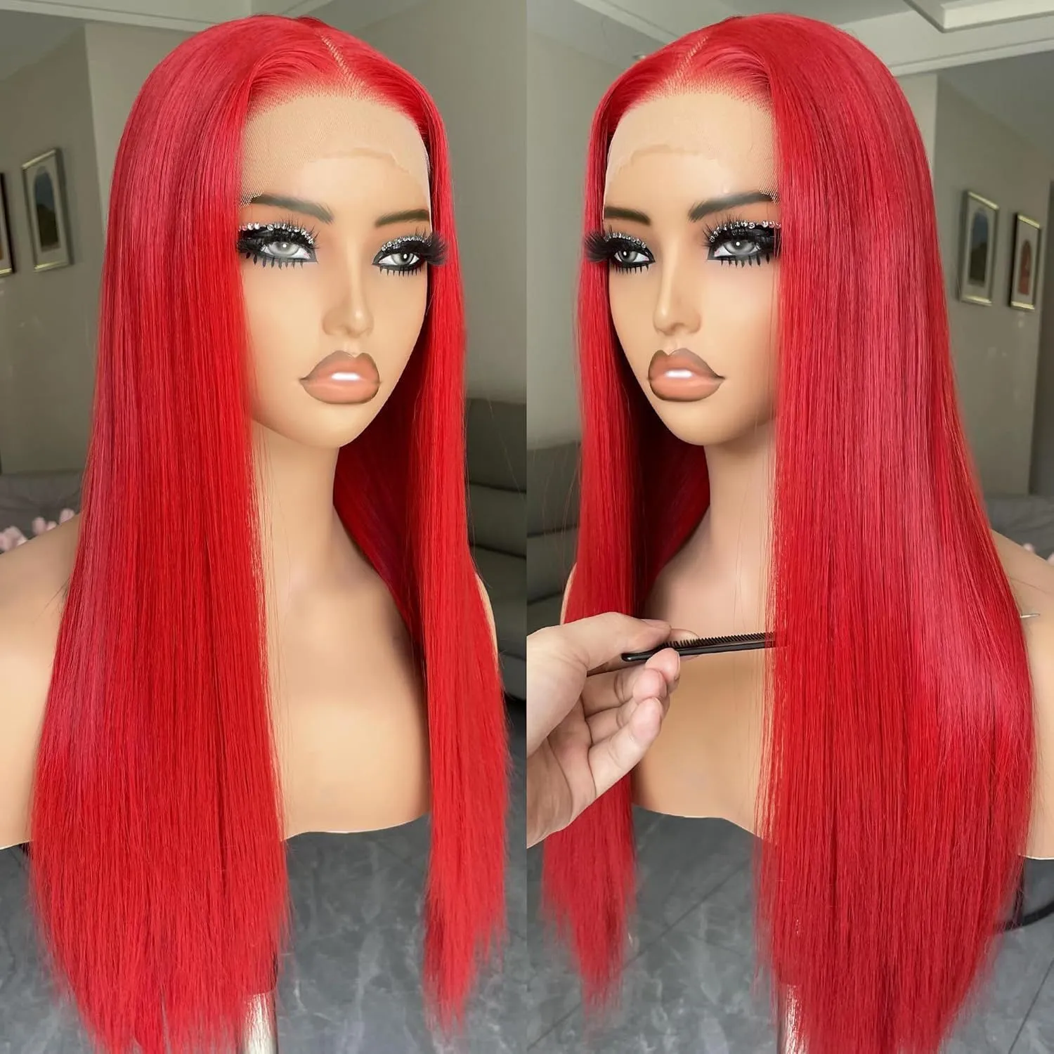 European and American style women's front lace high temperature fibre wig in natural look, multiple colour and length options