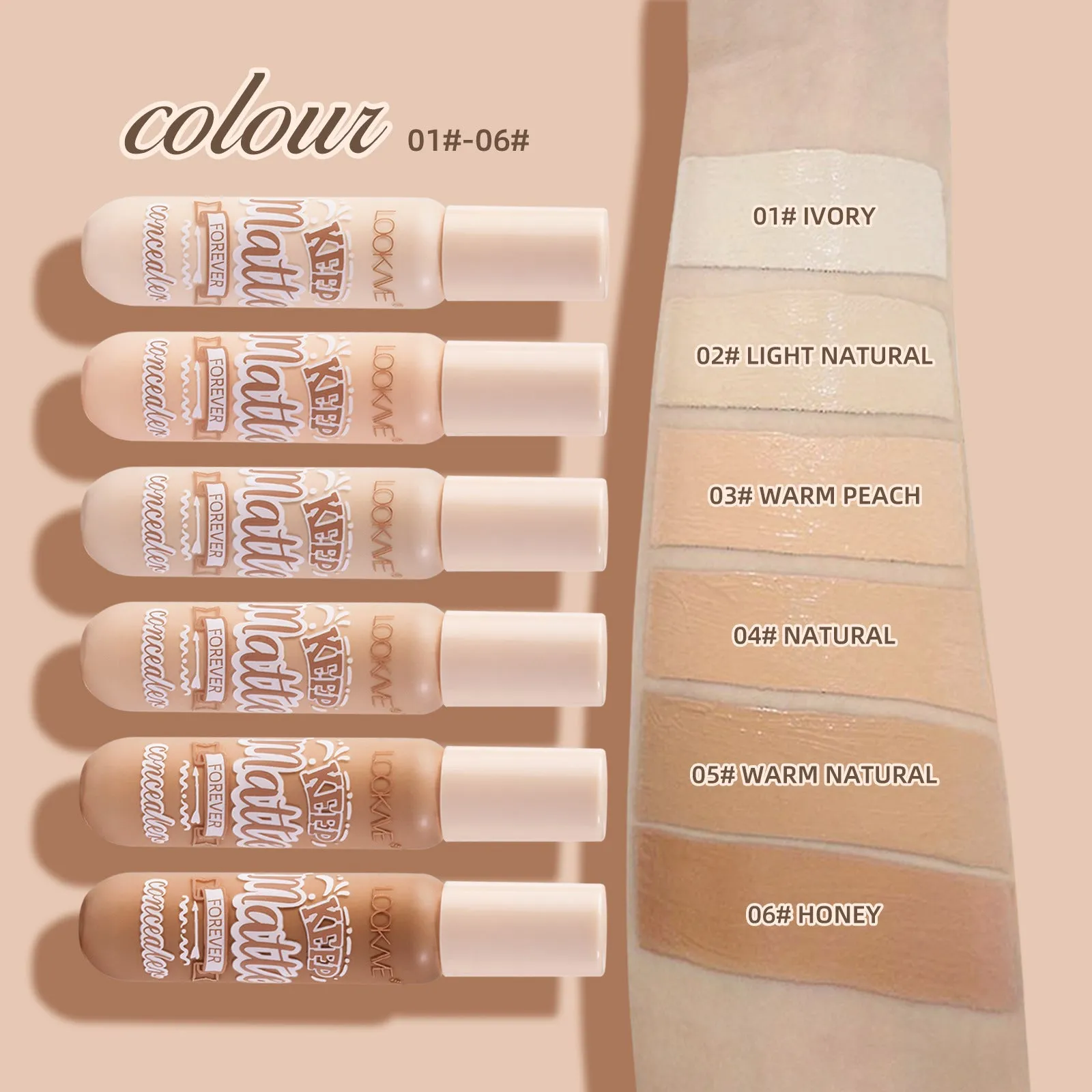 LK57C liquid concealer pen 8g in six shades Ivory to Honey
