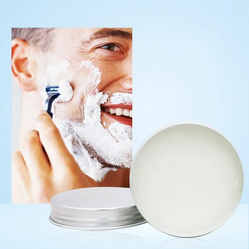 Mint scented shaving soap in aluminium box with rich foam on brush