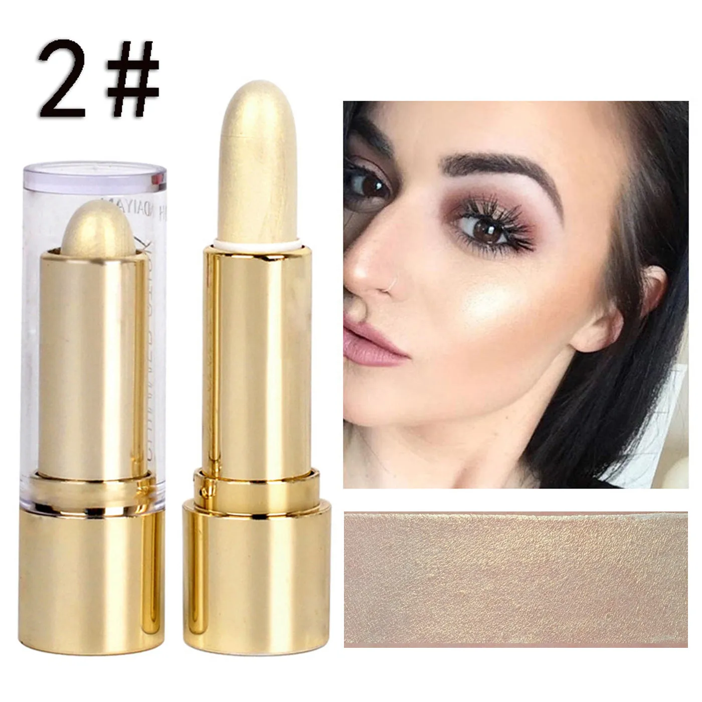 Three-dimensional makeup contour stick highlighter in Ivory White with creamy formula for face shaping