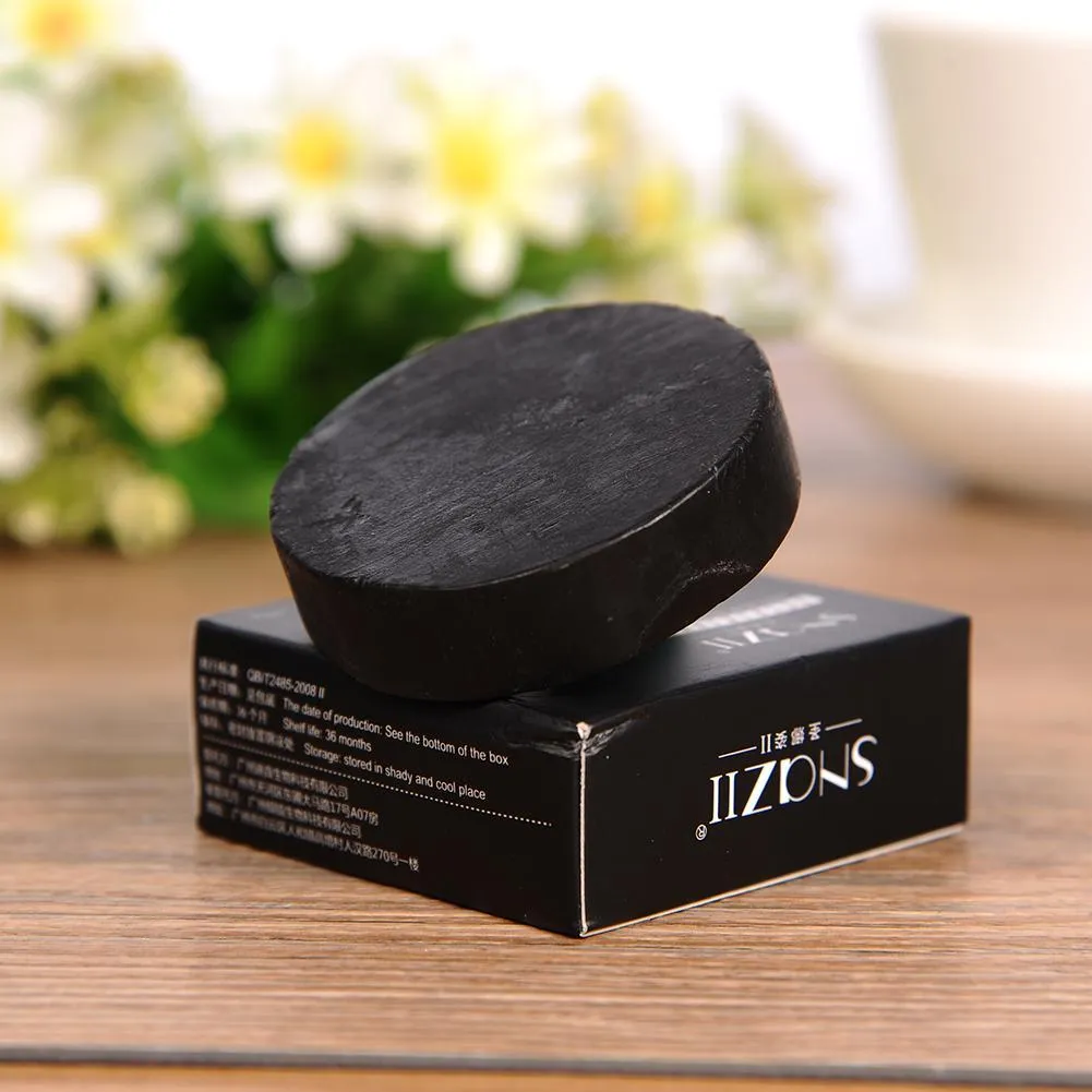 Black bamboo charcoal handmade soap bar with oil control and deep clean properties for general skin type