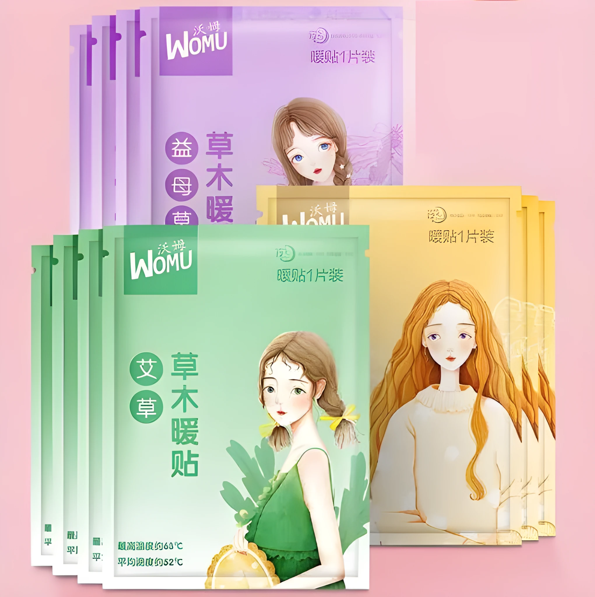 A single self-heating herbal warming plaster for uterus and stomach comfort.
