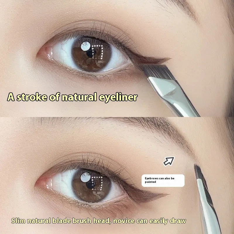 Round head concealer brush with artificial fibre bristles, 9cm long handle, straight flat head design