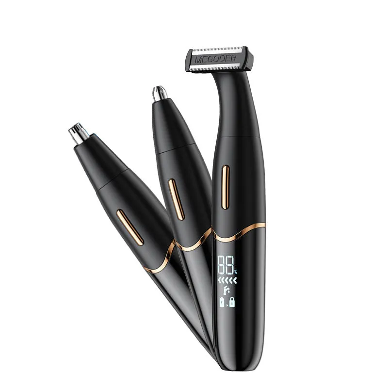 Multifunctional three-in-one electric shaver with USB charging in mysterious black
