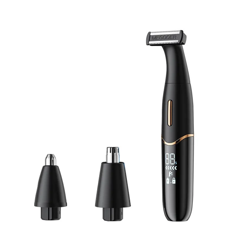 Multifunctional three-in-one electric shaver with USB charging in mysterious black