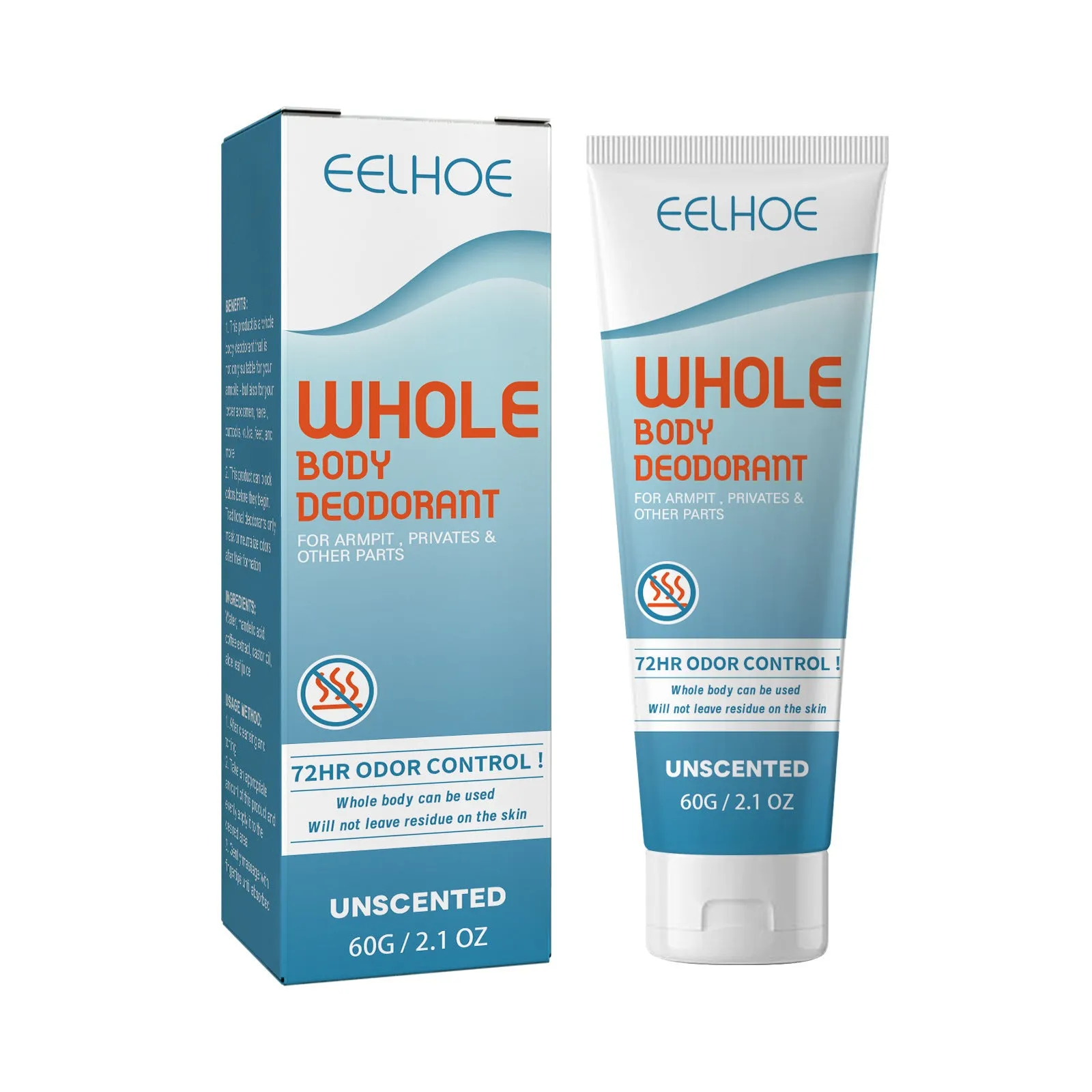 EELHOE 60g body deodorant cream with natural extracts for armpit and fox odour control