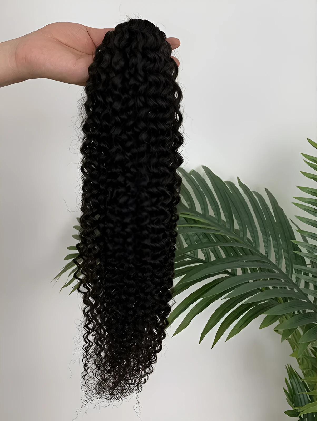 Human hair wig curtain in 8A colour medium long length on a mannequin head