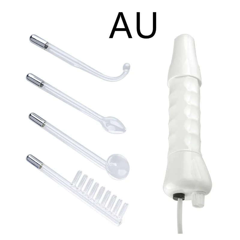White high-frequency electrotherapy comb with four glass electrodes in packaging