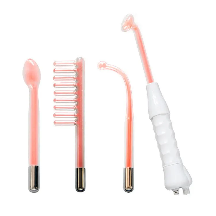 White high-frequency electrotherapy comb with four glass electrodes in packaging