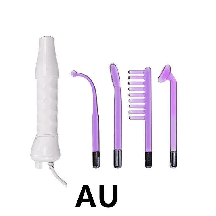 White high-frequency electrotherapy comb with four glass electrodes in packaging