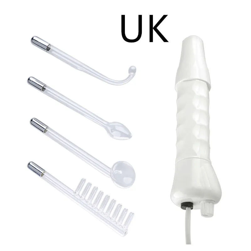White high-frequency electrotherapy comb with four glass electrodes in packaging