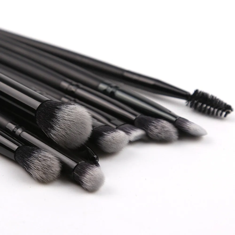 ZOREYA15 15 piece black makeup brush set with synthetic hair and wood handles