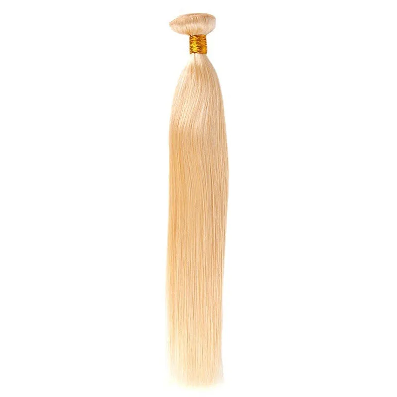 Gold human hair bone straight wig exotic style for ladies 10 to 32 inches long hair
