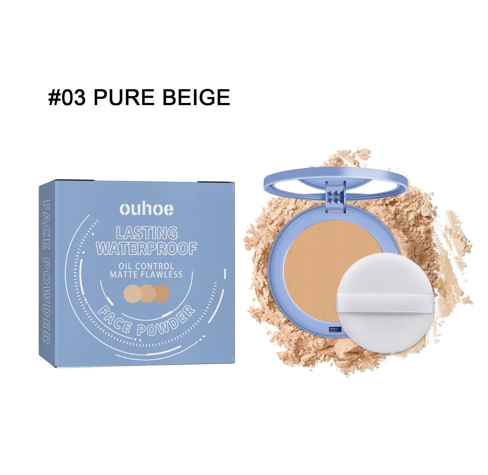 Natural finishing powder compact 8g in Natural Beige, Pure Beige and Classic Ivory shades