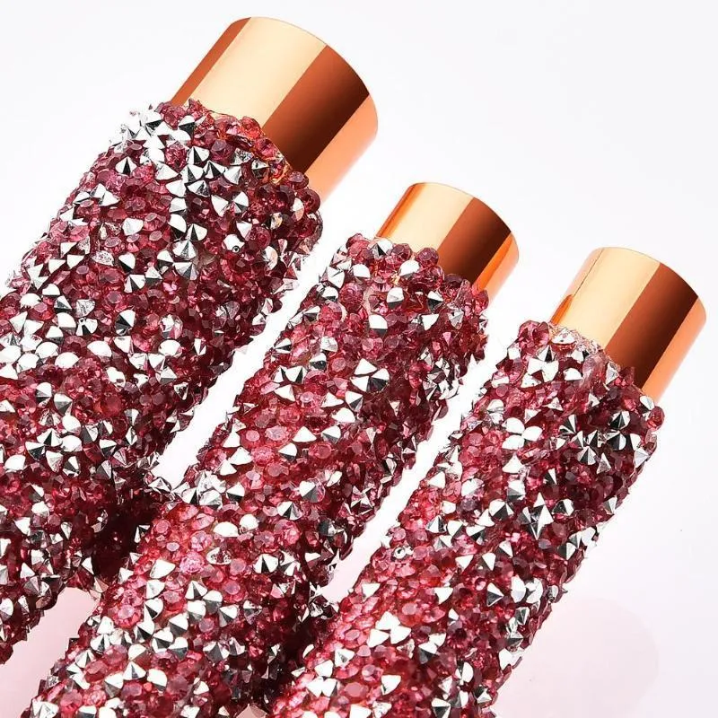 10-piece diamond wrap makeup brush set with colourful nylon bristles for precise eye and lip makeup application