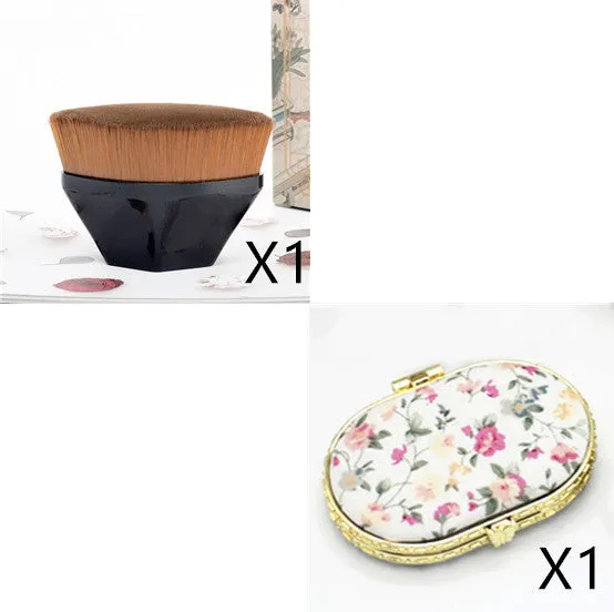 Sakura pink petal foundation brush with soft man-made fibre bristles and a clear storage box