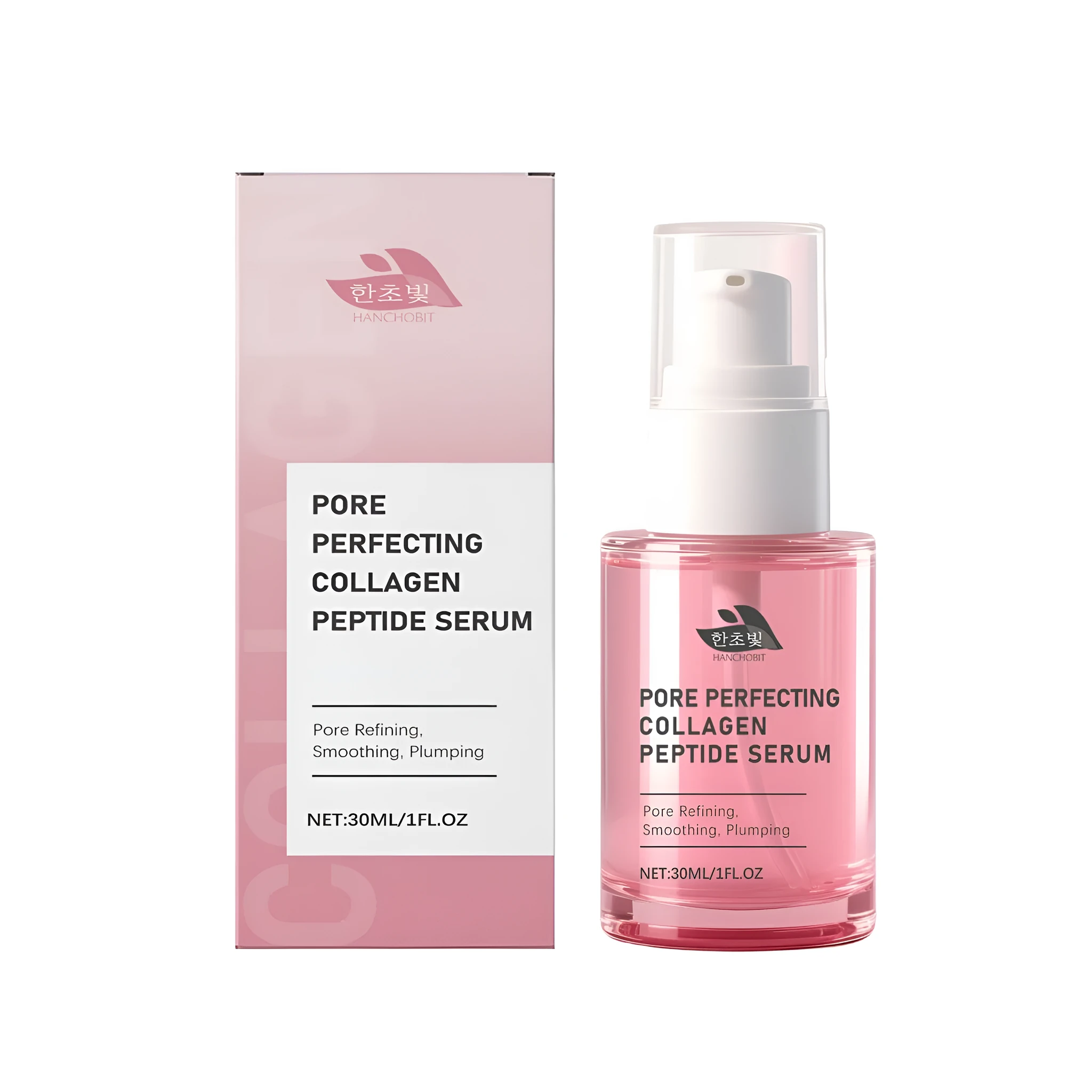 Pore Perfecting Collagen Peptide Serum 30ml bottle with hyaluronic acid and elastin ingredients list