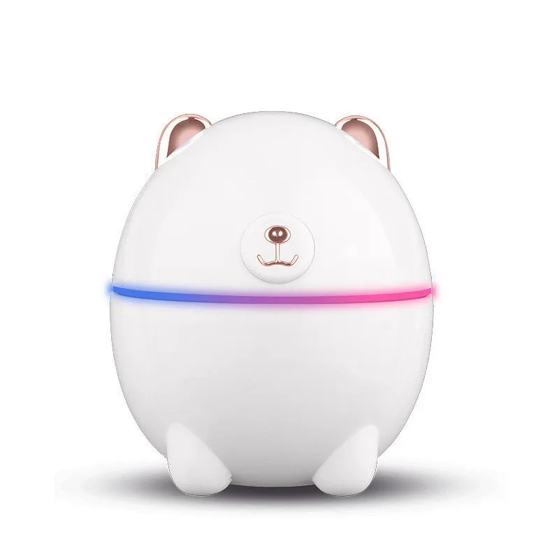Mini bear humidifier in blue USB-powered compact desktop device 110x95x95mm