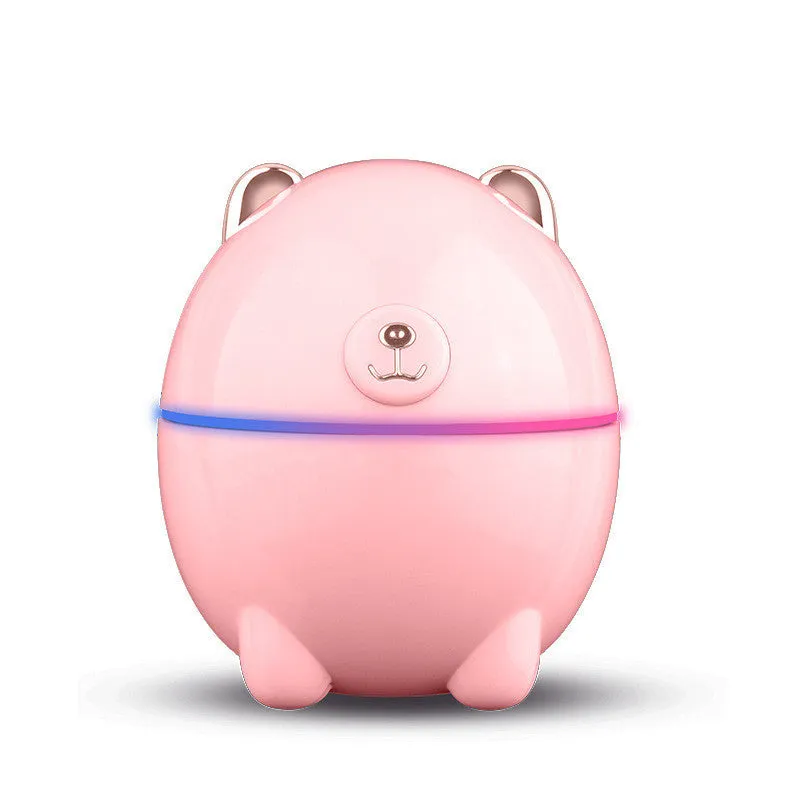 Mini bear humidifier in blue USB-powered compact desktop device 110x95x95mm