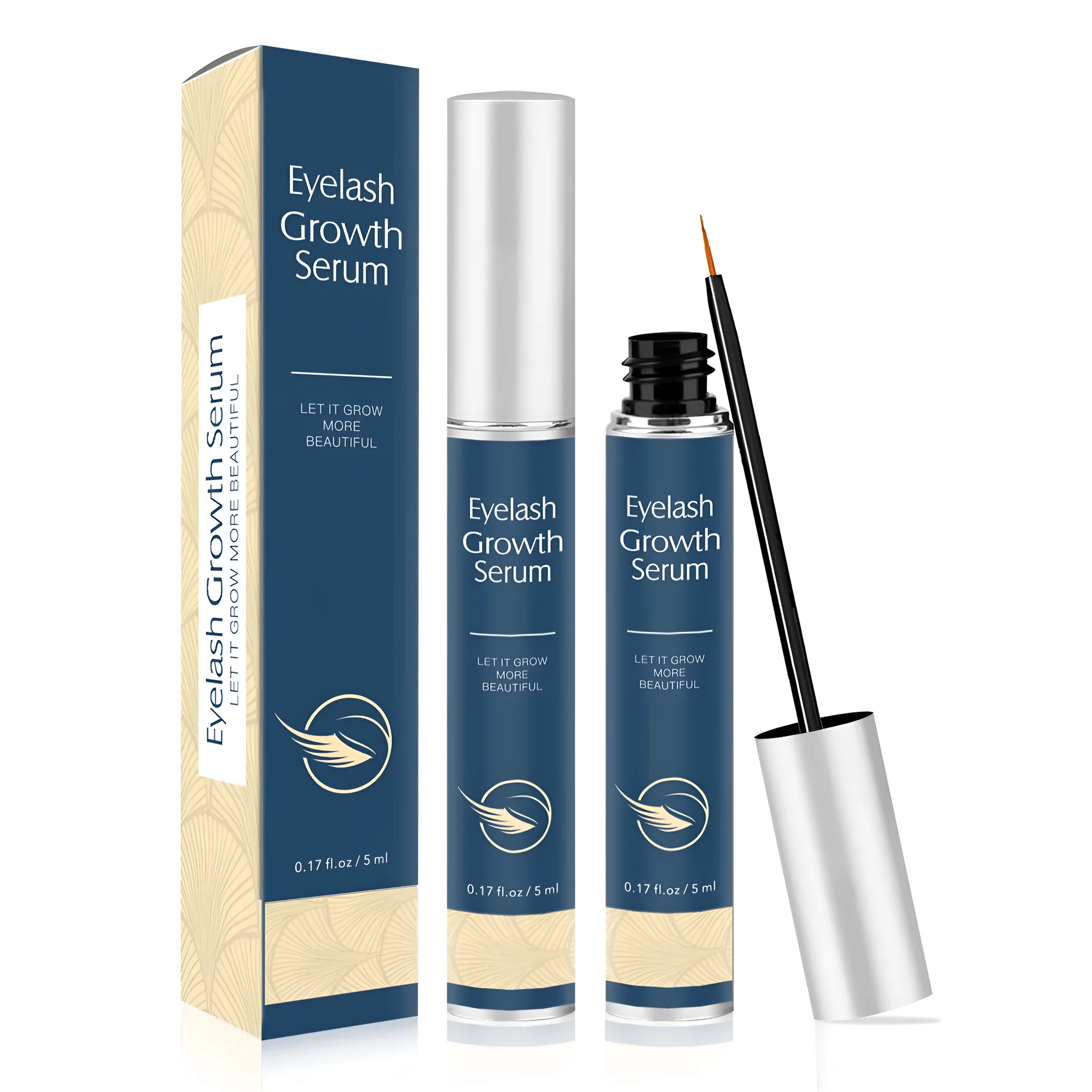 Clear eyebrow mascara tube with 5ml for thick curly brows, available in black and blue options