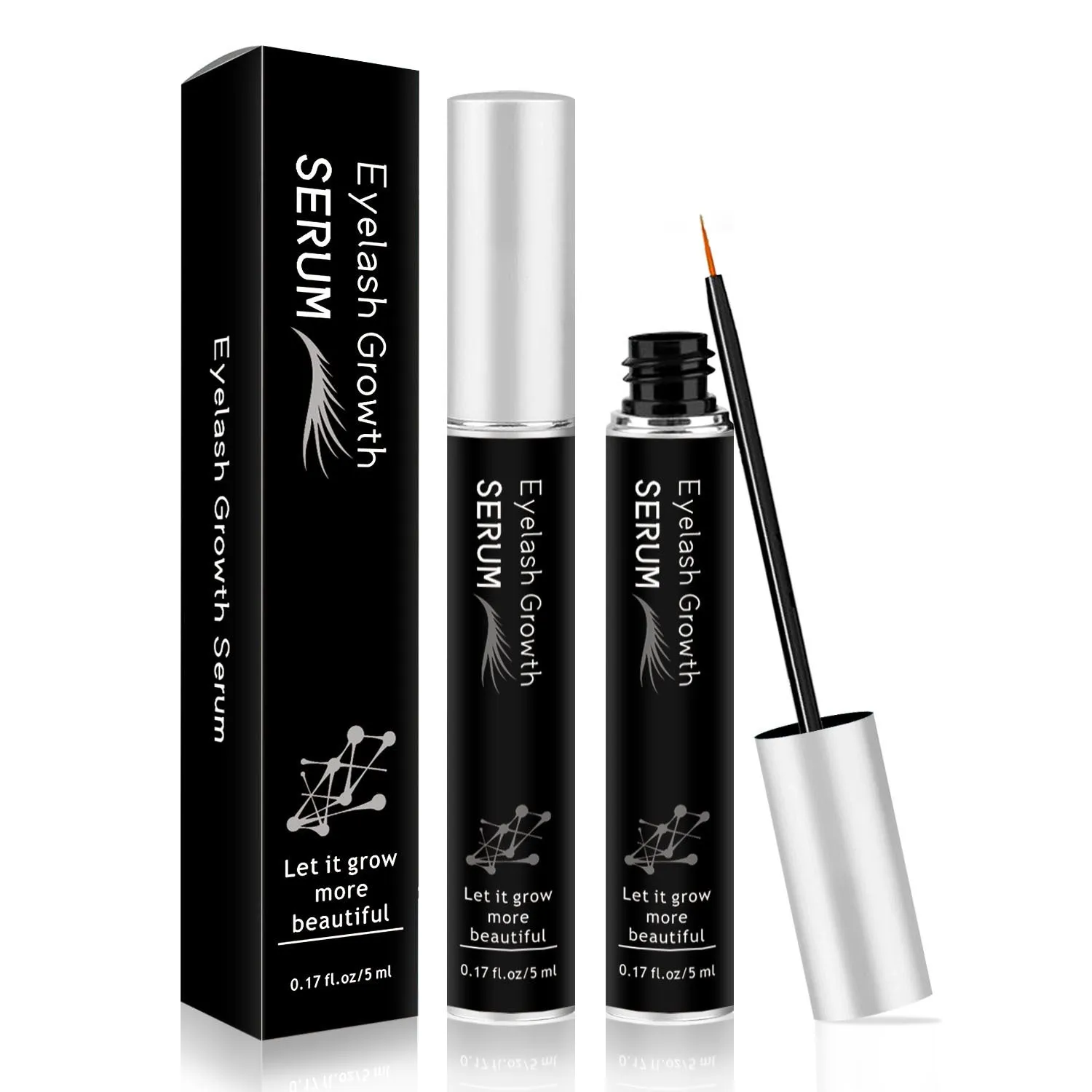 Clear eyebrow mascara tube with 5ml for thick curly brows, available in black and blue options