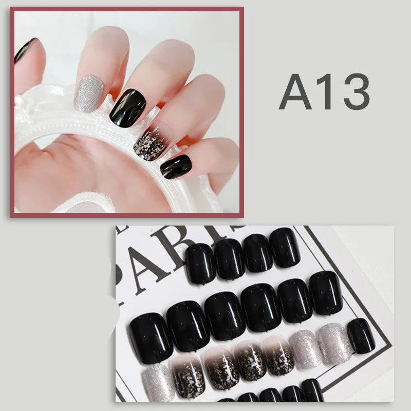 Detachable ABS nail patch set with six style options, 24 pcs per box, short nail design