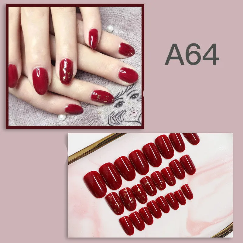 Detachable ABS nail patch set with six style options, 24 pcs per box, short nail design
