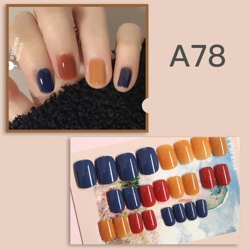 Detachable ABS nail patch set with six style options, 24 pcs per box, short nail design