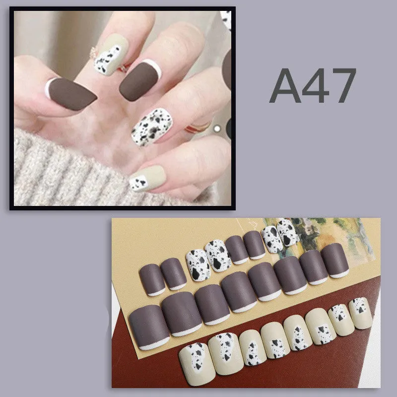 Detachable ABS nail patch set with six style options, 24 pcs per box, short nail design