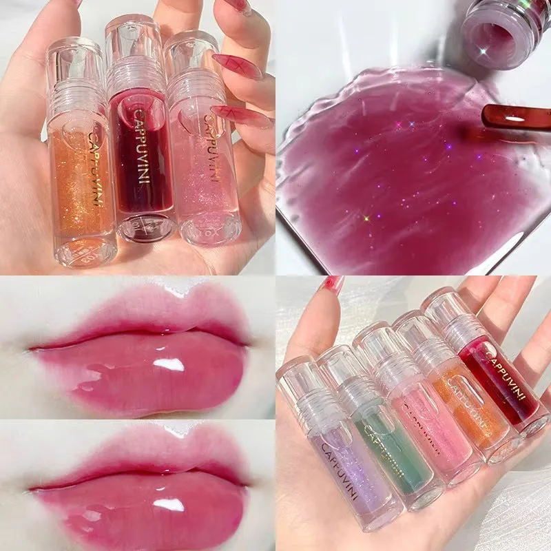 Glass clear lip oil moisturising balm 3g tube with five colour shade options through the clouds dreaming of the stars