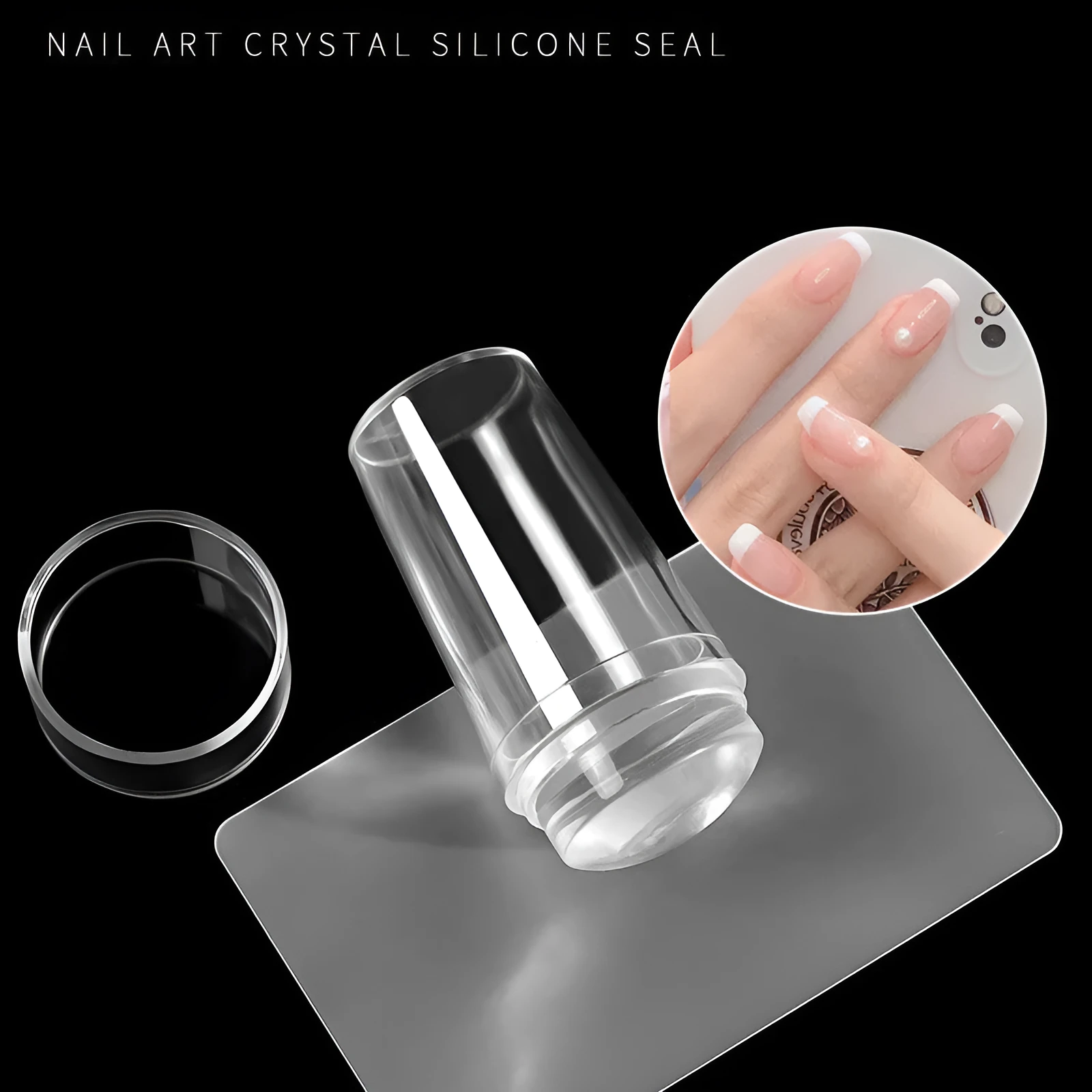 2.8cm covered nail art silicone stamp and scraper set for French manicure printing