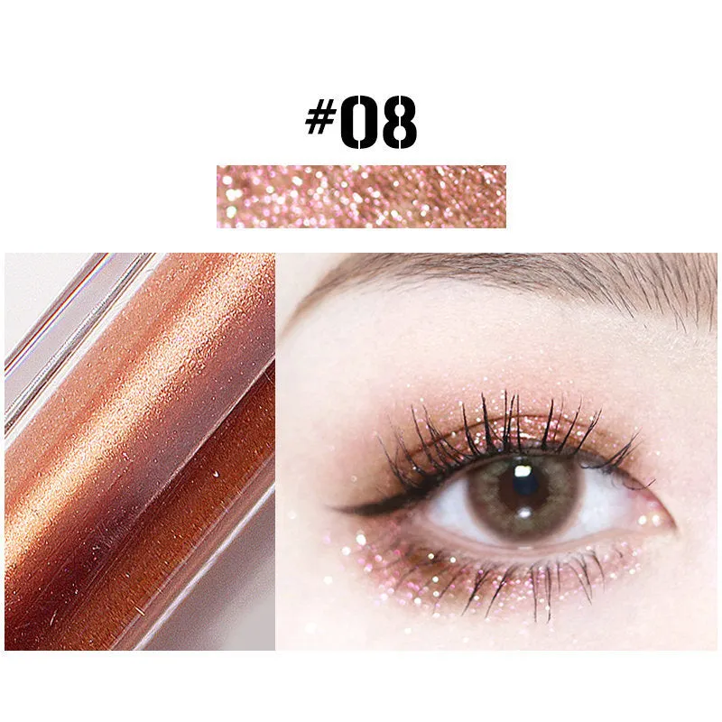 Pearly glitter liquid eye shadow cream in a small pot with shimmer finish, available in ten colour options