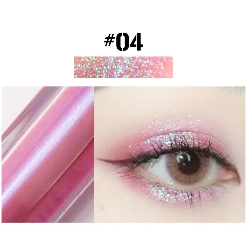 Pearly glitter liquid eye shadow cream in a small pot with shimmer finish, available in ten colour options