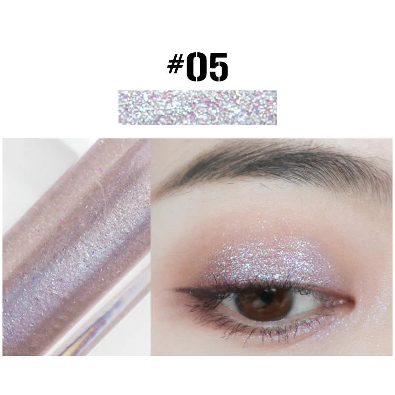 Pearly glitter liquid eye shadow cream in a small pot with shimmer finish, available in ten colour options