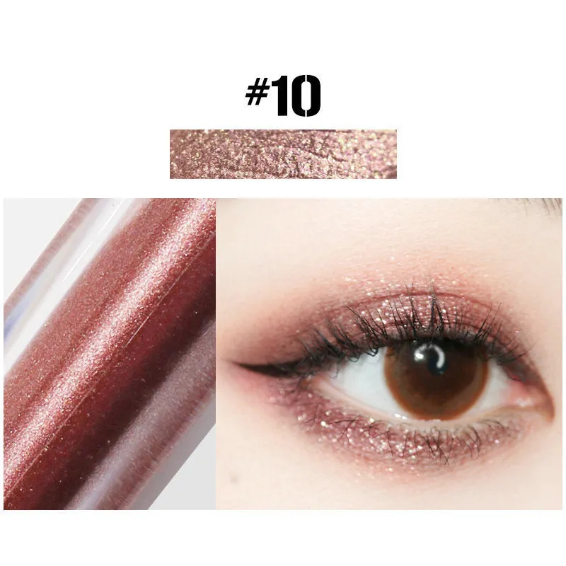 Pearly glitter liquid eye shadow cream in a small pot with shimmer finish, available in ten colour options