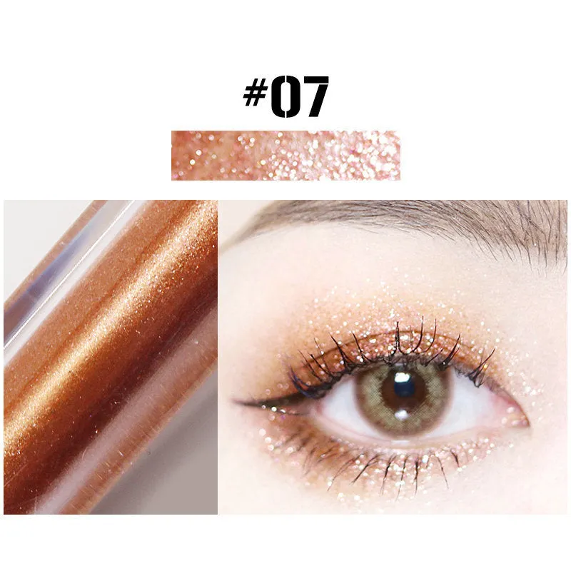 Pearly glitter liquid eye shadow cream in a small pot with shimmer finish, available in ten colour options