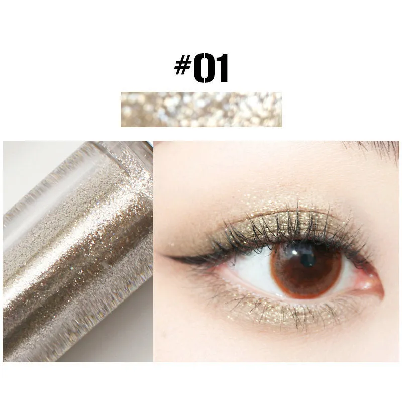 Pearly glitter liquid eye shadow cream in a small pot with shimmer finish, available in ten colour options